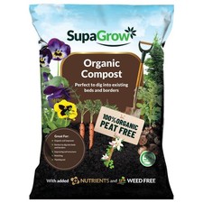 50L SupaGrow  Peat Free Organic Compost Soil Improver Beds Borders Garden 0.29 per litre