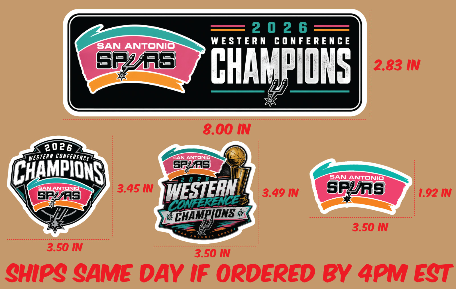 2026 San Antonio Spurs Fiesta West Conference Champions Sticker Pack Decal