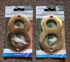 2x Chiffre laiton poli '8' (100mm)