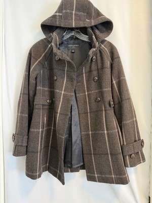 Banana Republic Italian Wool Plaid Topcoat Size XS Petite Dark Romantic Academia