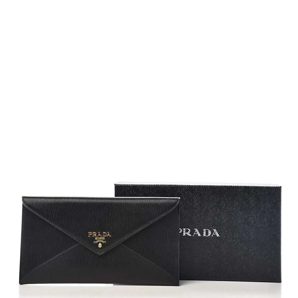 Prada Black Vitello Move Leather Long Envelope Wallet NEW - Image 2 of 4