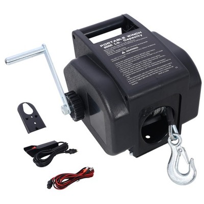 12V 2000Lbs Electric Winch for Boats, Galvanized Steel Cable, 5000Lbs Pulling...