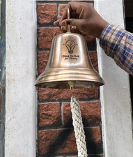Solid Brass Ship's Bell 11" Nautical Marine Maritime Wall Mount Decorative
