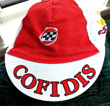 COFIDIS CYCLING TEAM HAT WITH WORLD CHAMPION BANDS RARE RETRO ICONIC RACE CAP