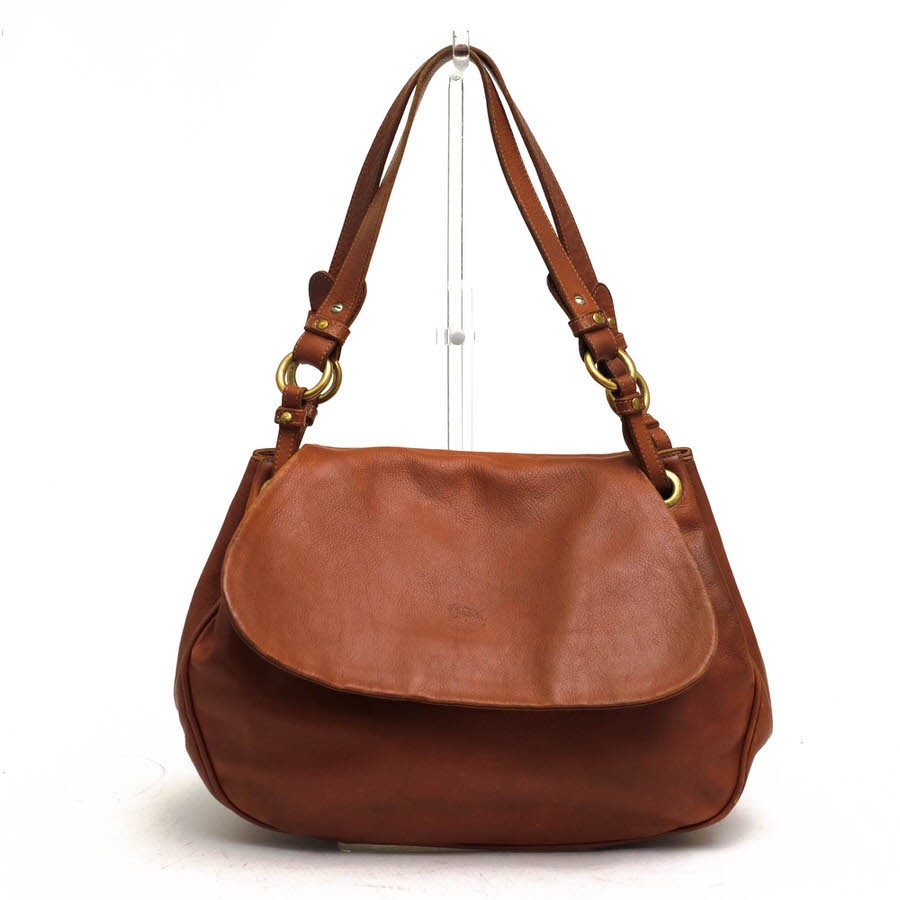 IL Bisonte Tote Bag Brown Cowhide Leather Metal Fittings Women