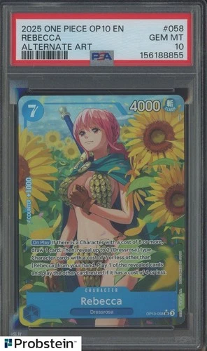 2025 One Piece OP10 EN Alternate Art #058 Rebecca PSA 10 GEM MINT
