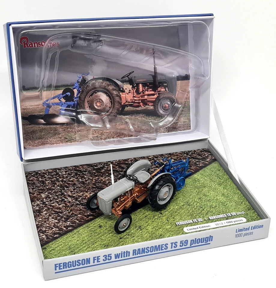 UH 1/32 Massey Ferguson FE35 + Ransomes TS 59 Plough Diecast Model Tractor Set - Image 2 of 4