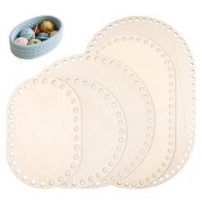 5 Pcs Wooden Basket Bottom for Crocheting, 5 Sizes Wooden Round Oval Blank So...