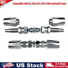 2 Hydraulic Hose Repair Kits 1/2 ID 2-Wire Hose Reusable Field Repair Fitting