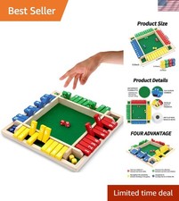 Shut The Box Dice Game,2-4 Player Family Wooden Board Table Math Games for Ad...