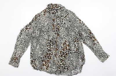 Dunnes Stores Damen Leopardenmuster Langarm Viskose Bluse Größe 18