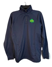 Notre Dame Embroidered Irish Shamrock Logo 1/4 Zip Navy Pullover By BAW Athletic
