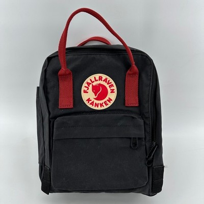 Fjallraven Kanken Mini Backpack Black with Ox Red Straps 23561 NWOT