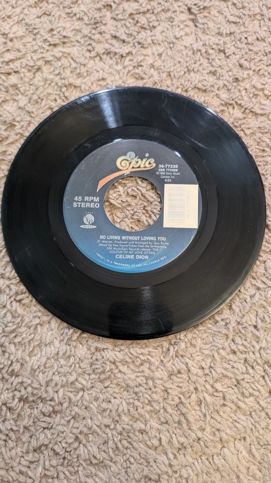 Lot Of 3 Pop R&B 45s Rpm Brandy R.Kelly Celine Dion Baby Angel No Living Without Foto 2 de 4