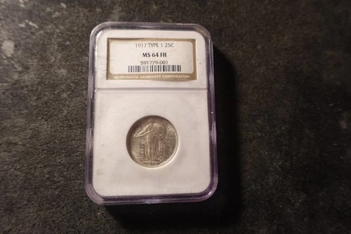1917 TY1 NGC MS64 FH Full Head PQ Standing Liberty Quarter SLABZ
