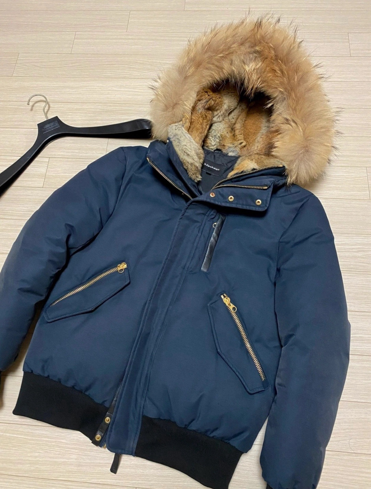 Mackage Dixon brown fur down bomber jacket size 40