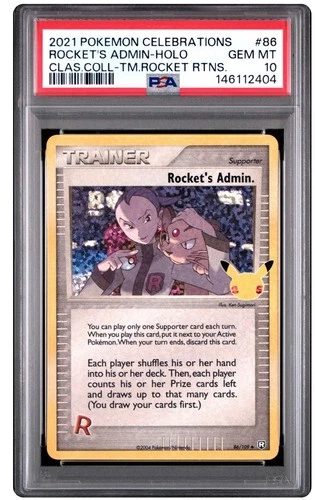 2021 POKEMON CELEBRATIONS 25TH TEAM RETURN ROCKET'S ADMIN 86/109 HOLO PSA 10