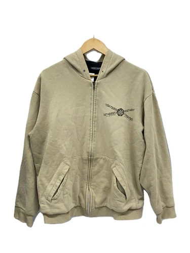 UNDERCOVER Felpa con cappuccio zip sottocoperta 96AW filo epoca archivio Y2K cotone beige UC 6W JK 16 usata