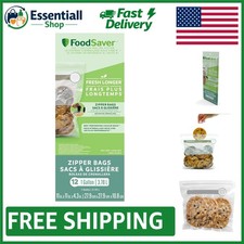 Durable 1-Gallon Vacuum Zipper Bags - 12 Pk Suitability for All Foods