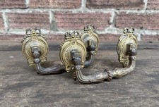 Antique French Ribbon & Bow Brass Handles Rococo Furniture Draw Handle Vintage