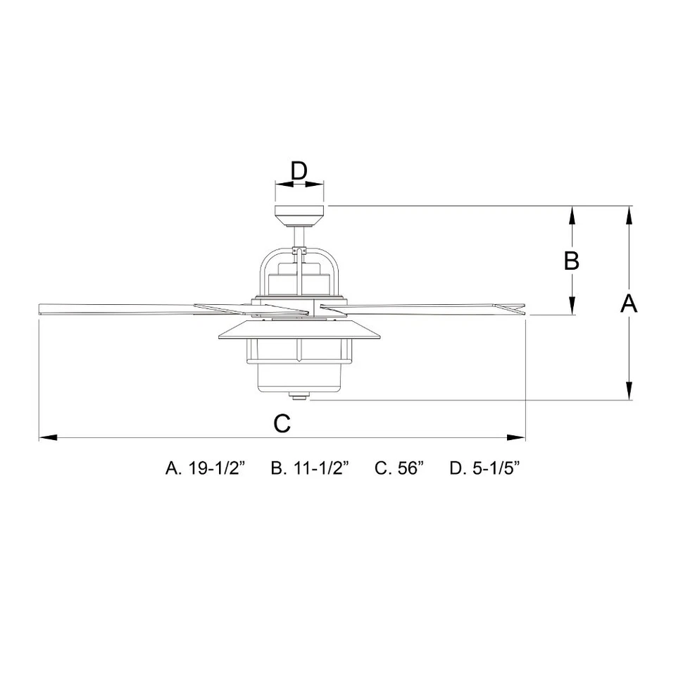 Charleston 2-Light Ceiling Fan in Rustic Style 19.5 Inches Tall and 56 Inches - Image 4 of 4