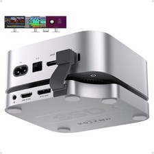 PULWTOP Mac Mini M4 Dock Stand with DP 4K 144Hz  HDMI 60Hz, Silver