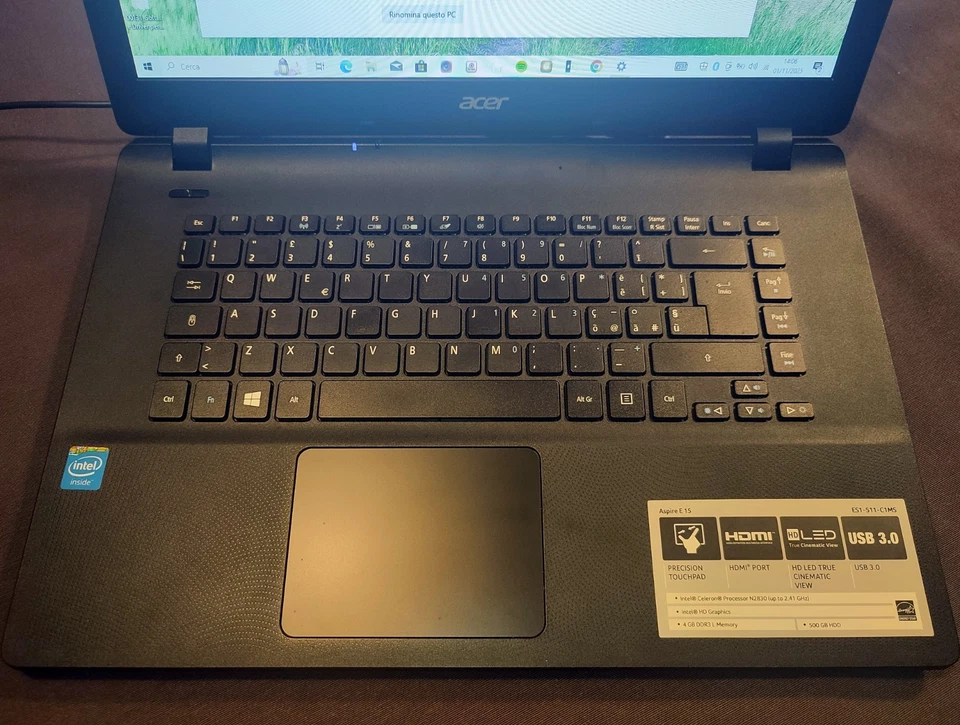 Notebook Pc Portatile - Acer Aspire ES1-511 Quad Core - Immagine 4 di 4