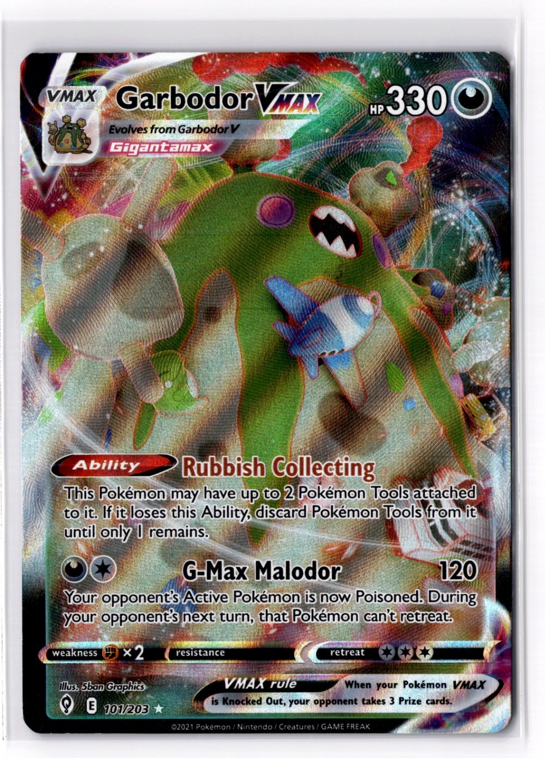 Pokemon Garbodor VMAX 101/203 SWSH07: Evolving Skies Ultra Rare NM