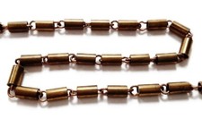 3 Feet Vintage Patina Brass Cylinder Barrel Tube 3mm Steel Link Fancy Chain M106