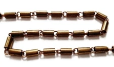 3 Feet Vintage Patina Brass Cylinder Barrel Tube 3mm Steel Link Fancy Chain M106