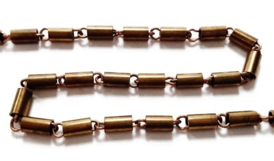 3 Feet Vintage Patina Brass Cylinder Barrel Tube 3mm Steel Link Fancy Chain M106