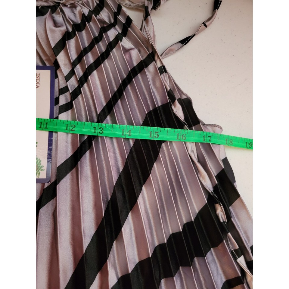 NWT India Boutique Silver & Black Pleated Wedding Guest Maxi Dress