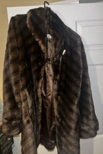 New Pamela Mccoy Collections Brown Faux Fur Coat Size XS RN#98393