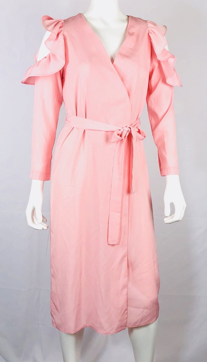 Topshop Women's Dress Size US-2 Wrap Ruffled Pink Cold Shoulder