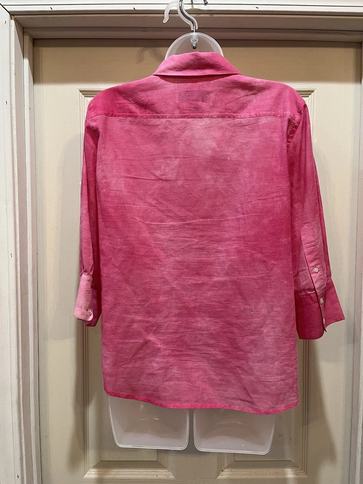 Jamaica Bay Pink Women's Top Blouse Collared Short Sleeve Button Up Size PL - Image 4 of 4