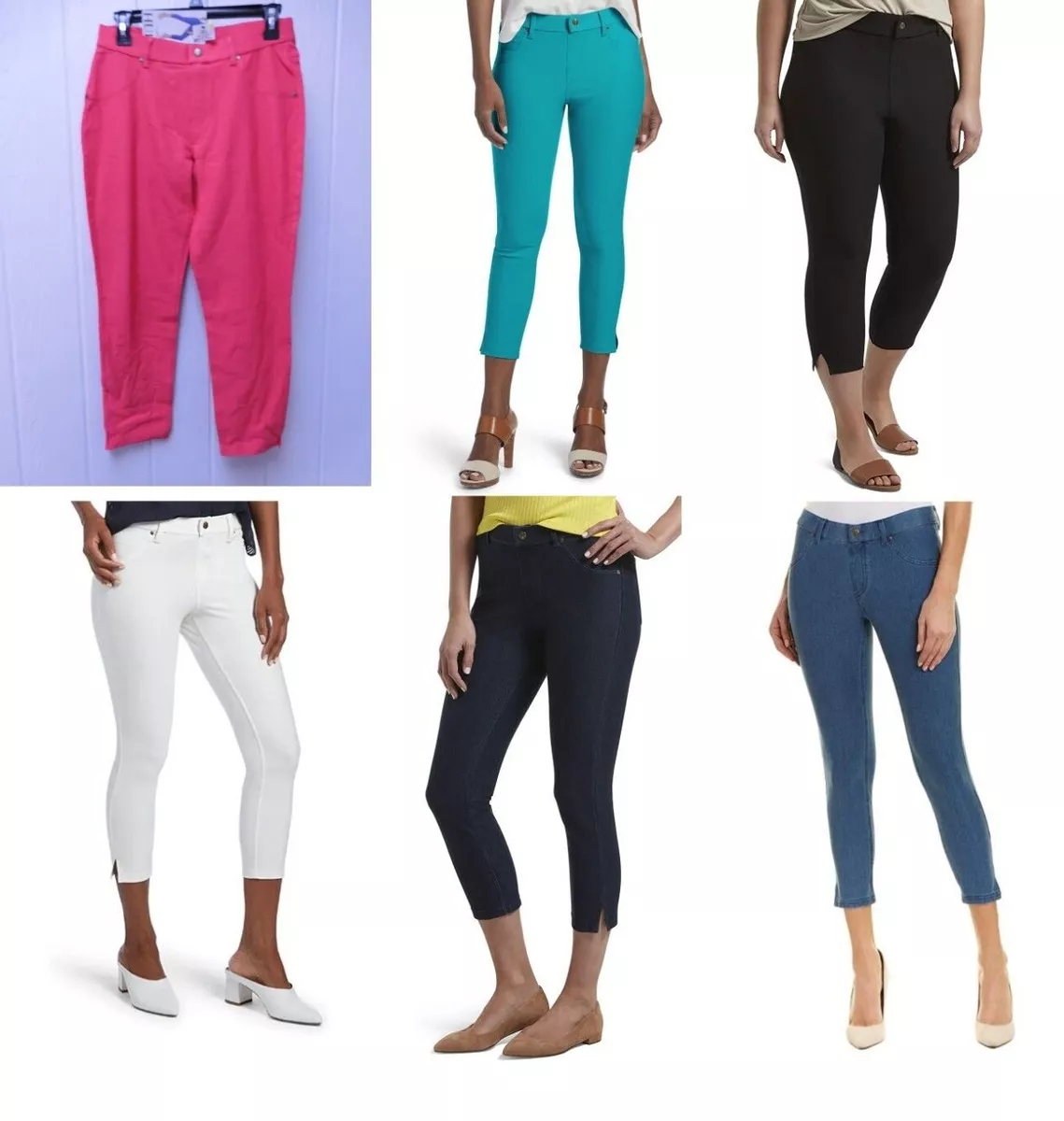 Hue Denim Capri Leggings w/ Ankle Slit Jeggings