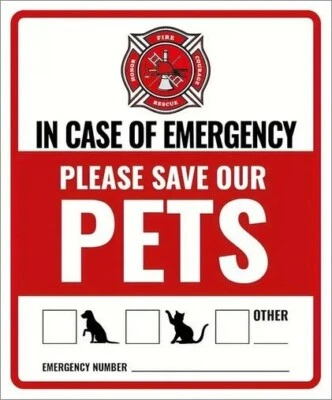In Case of Emergency Please Save Our Pets - Alert Stickers / 2 Pack
