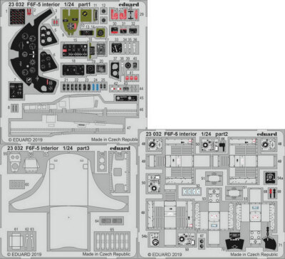 Eduard 1/24 Grumman F6F-5 Hellcat Interior Detail Set for Airfix kits
