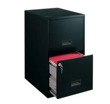 STEEL FILE CABINET 2 Drawer 18-Inch Deep Letter Width Black