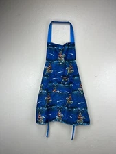 Pantry Kitchen Apron Pug Dog Riding A Unicorn Christmas Santa Blue