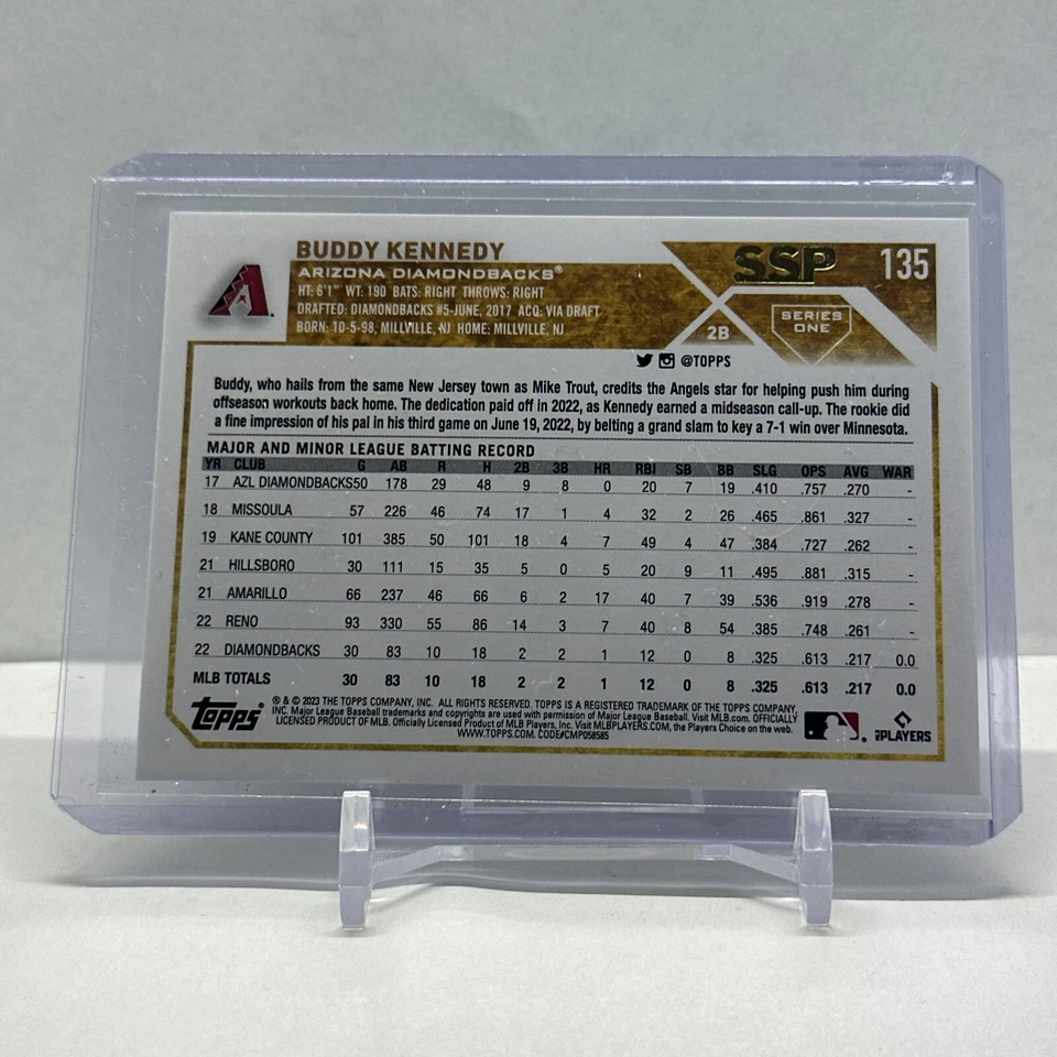 2023 Topps Series 1 Buddy Kennedy Rookie RC #135 Golden Mirror SSP Diamondbacks - Image 2 of 2