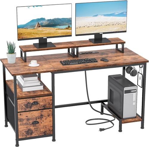 Bureau De Ferme Argos Home 100 Cm – Bois Massif Deux Tons, Neuf