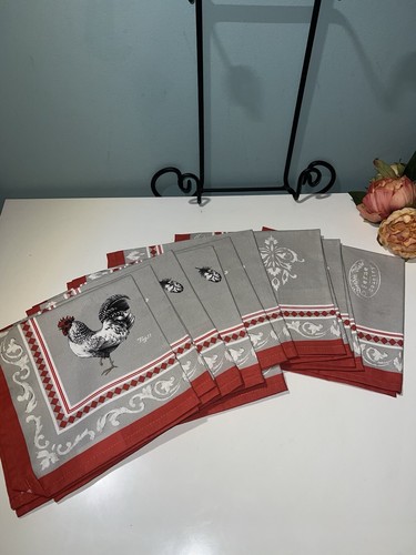 Set 10 tovaglioli in cotone Ferme Country 16”x16” nuovi - Foto 2 di 4