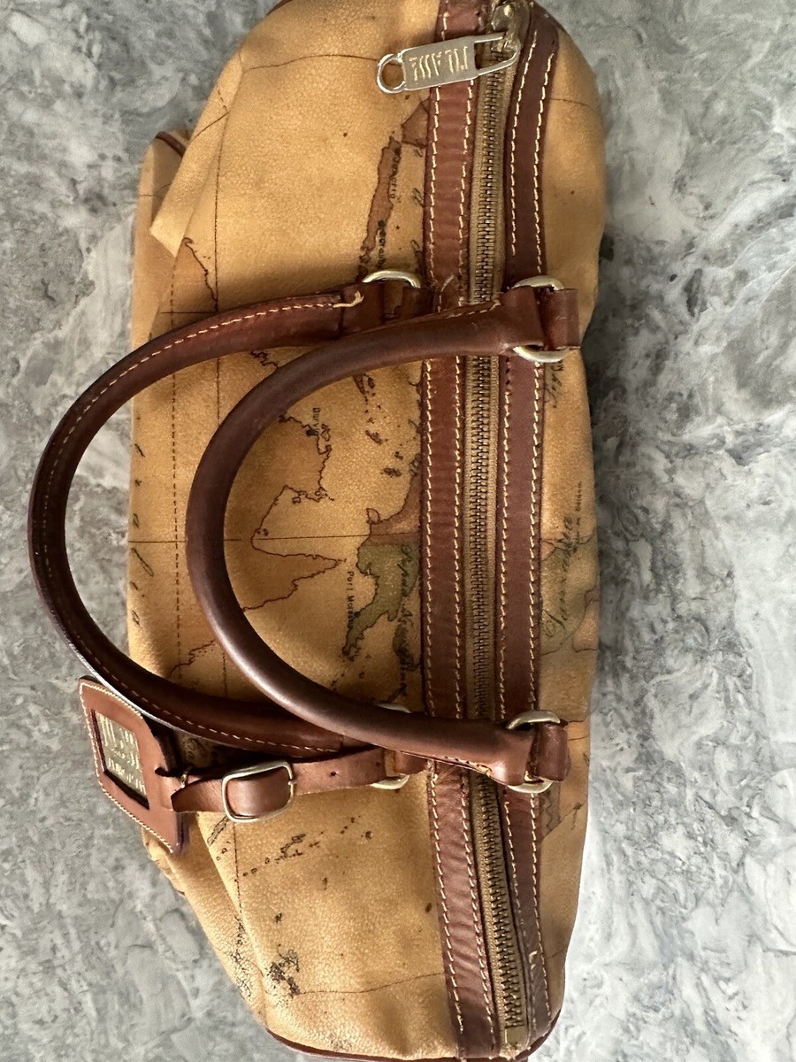 Alviero Martini I'IASSE Made Italy Geo Map Print Satchel Barrel