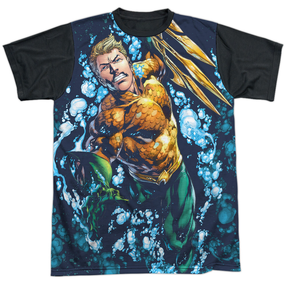 JLA Trident Black Back Halloween T-Shirt for Adults in Sizes S-3XL