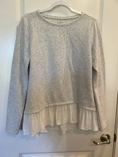 Loft womens M/L longsleeve top tunic blouse, layered look at bottom