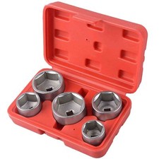 5pc 3/8" Drive Socket Oil Filter Remover 6pt 24,27,32,36,38mm Cr-V Wrench Set