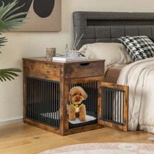 NNECW Furniture Style Dog Crate with Wired  Wireless Charging