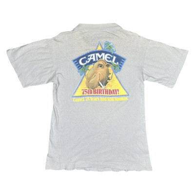 Vintage 1988 Smokin Joe Camel Cigarettes 75th Birthday Single Stitch Pocket Tee