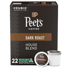 Peet's Coffee House Blend Premium Dark Roast K-Cup Coffee Pods, 22 Count